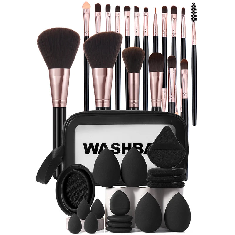 36Pcs Makeup Tool Kit with Brushes Sponges & Storage Bag - Professional Cosmetic Set
