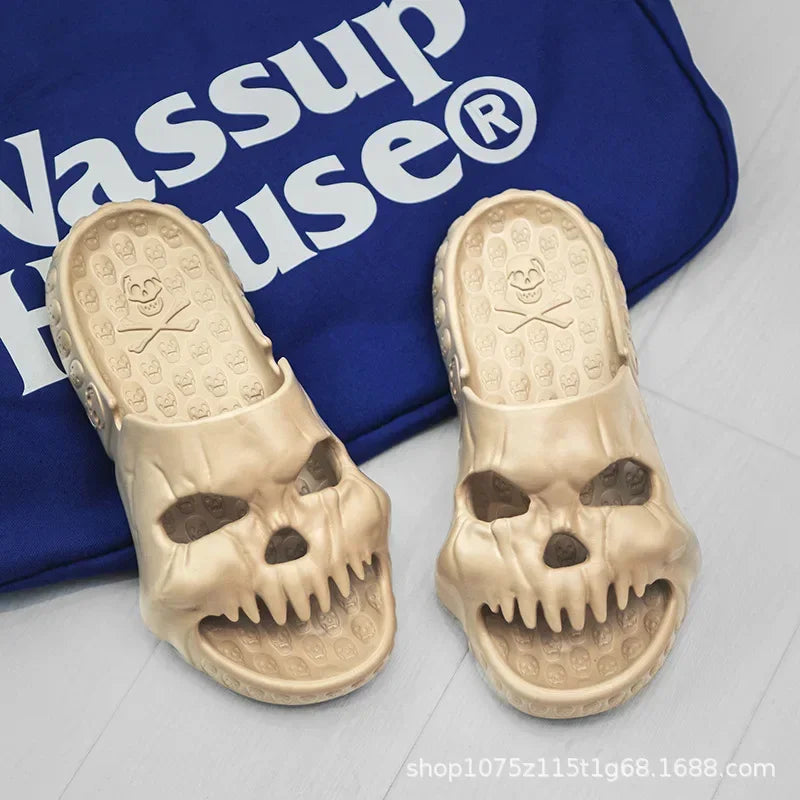 Halloween Skull Platform Slip-On Sandals Men Women Beach Flip Flops