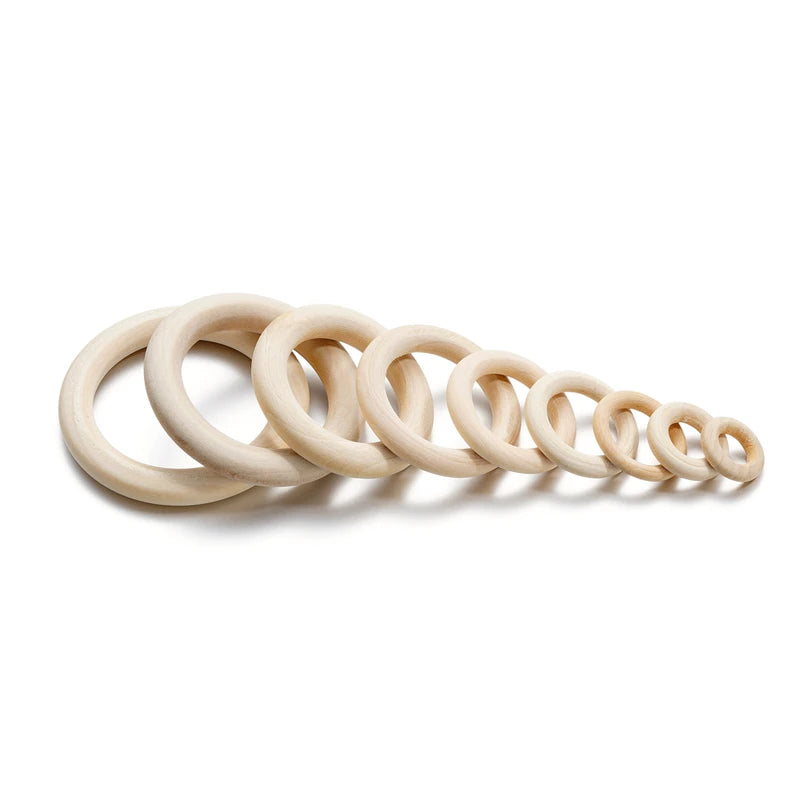 Natural Wooden Bead Rings for Jewelry Making - 3-20Pcs, 20-70mm
