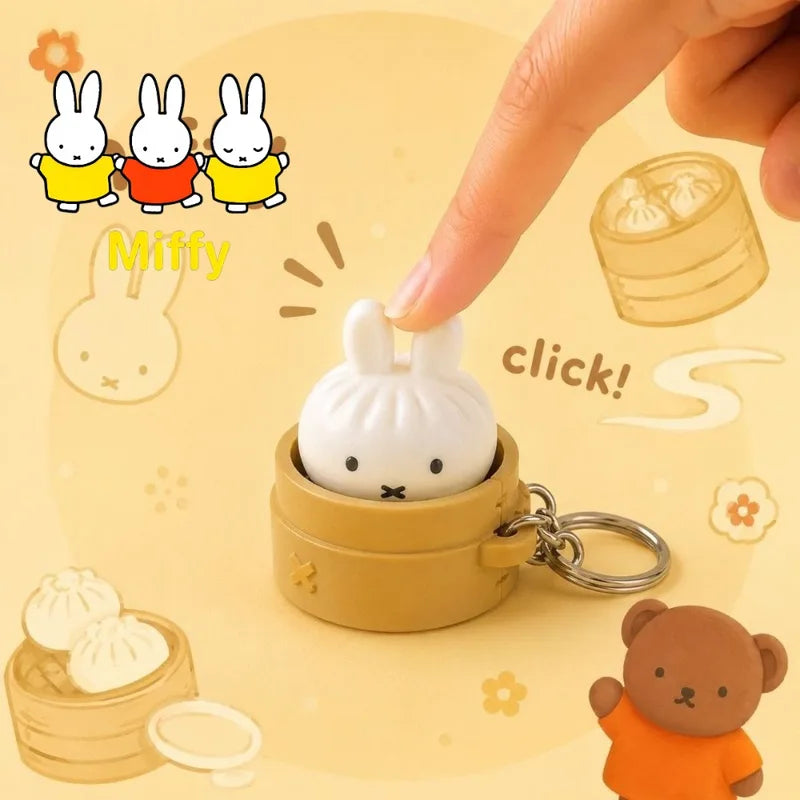 Kawaii Miffy Stress-Relief Steamed Bun Keychain Toy - Cute Cartoon Carrying Accessory