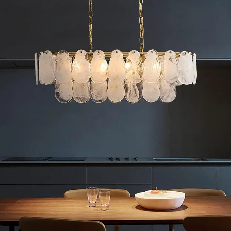 Luxury Ceiling Chandelier - French Retro Cloud Glass Lighting Fixture for Living Room and Bedroom