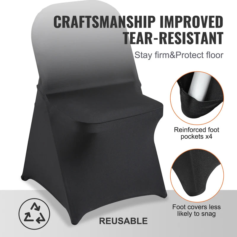 Stretch Spandex Folding Chair Covers Set - Washable Protective Slipcovers for Dining, Banquet & Event Chairs
