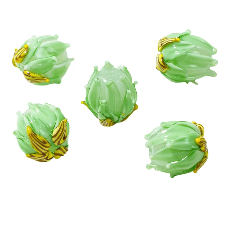 5pcs 15mm Handmade Lampwork Tulip Flower Beads for Jewelry Making - DIY Charm Glass Beads