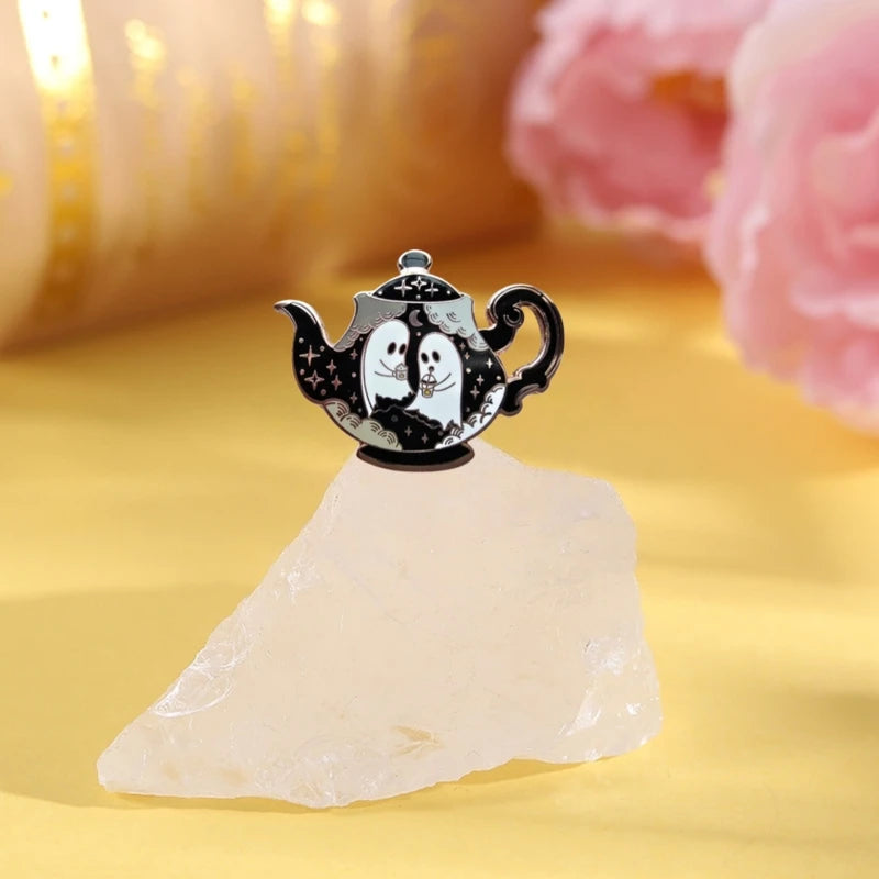 Haunted Teapot Enamel Pin - Enchanted Halloween Teatime Collection Gift