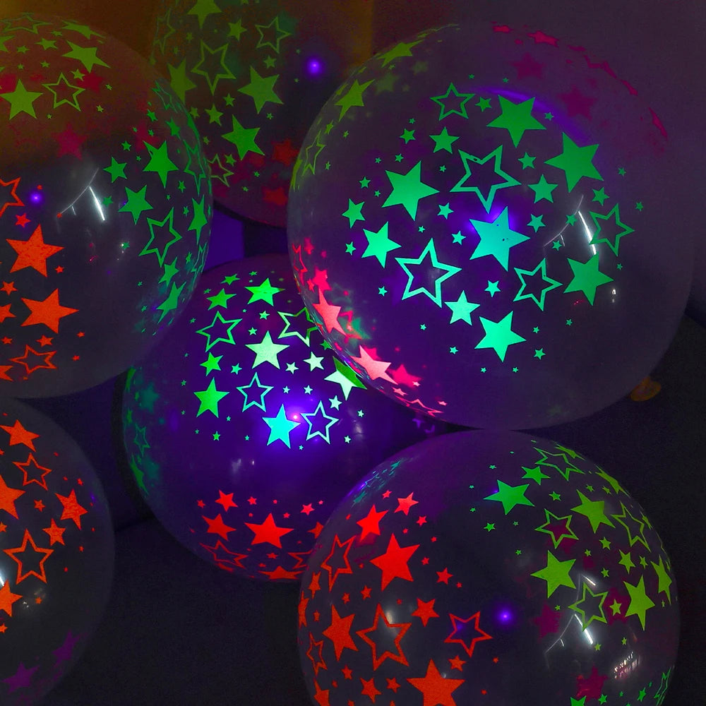 Glow in The Dark Fluorescent Latex Balloons for Birthday & Wedding Parties - 60/10pcs