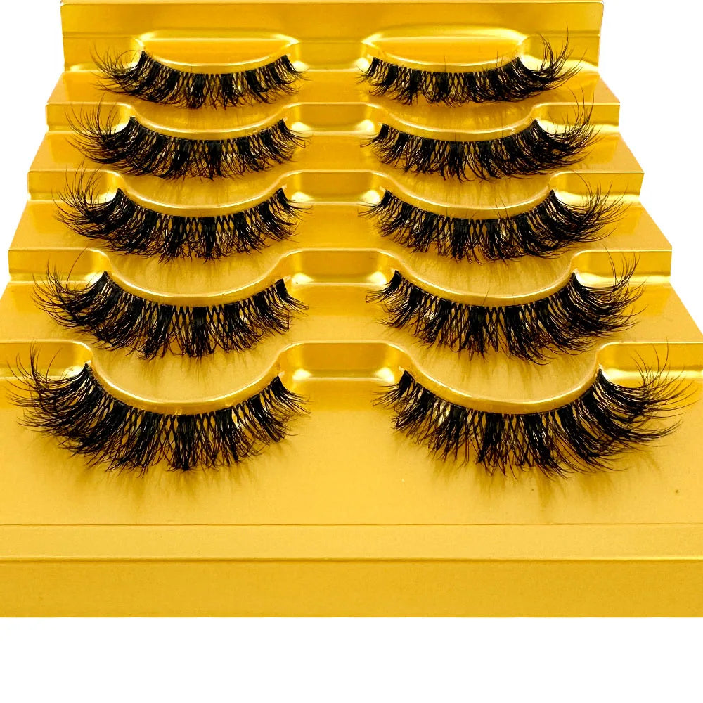 5 Pairs Mink Eyelashes False Lashes Natural Cross Cluster 3D Long Eye Makeup