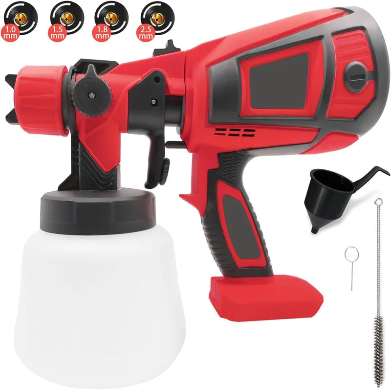 Cordless HVLP Paint Sprayer for Milwaukee 18V Battery, 30000 RPM, 4 Nozzles