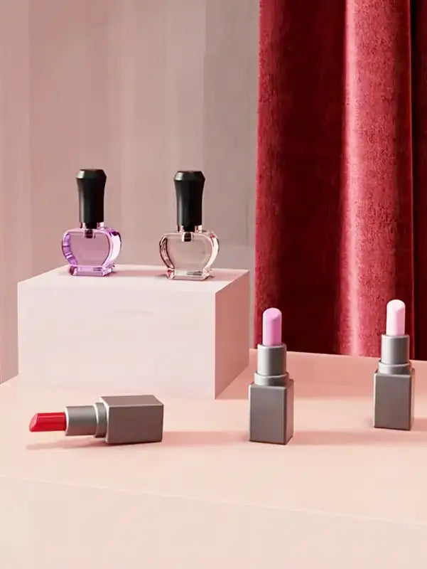 Mini Dollhouse Makeup Set 5 Pieces with Lipstick Nail Polish Perfume Accessories