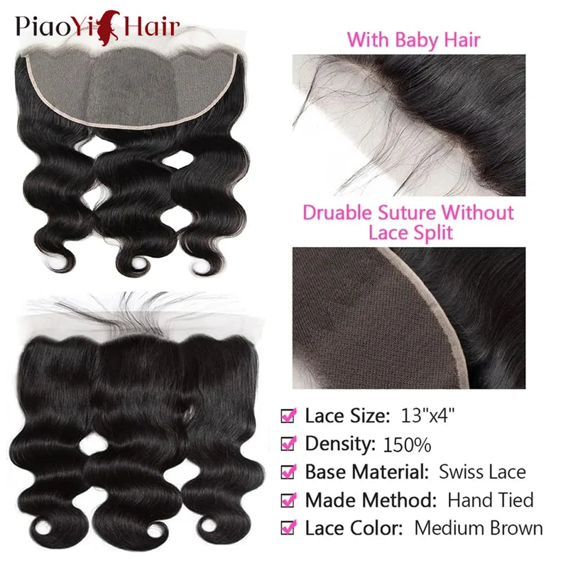 Body Wave 13x6 13x4 HD Lace Frontal & 4x4 5x5 HD Lace Closure Human Hair - Preplucked & Tangle-Free