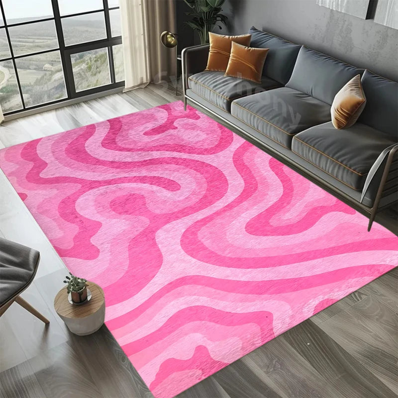 Romantic Pink Love Pattern Area Rug - Non-Slip Home Decor Mat for Living Room & Bedroom