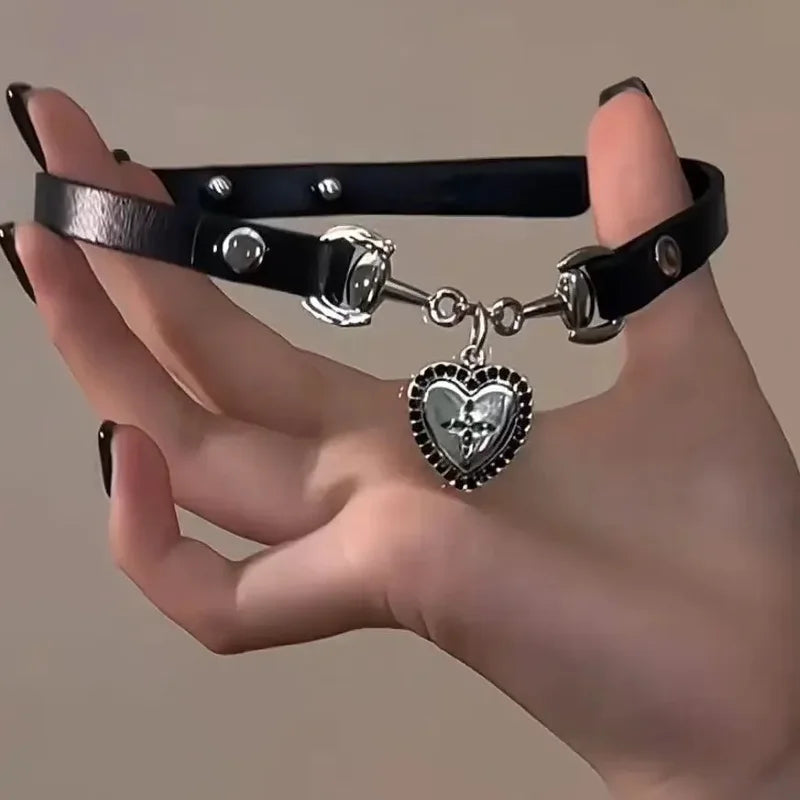 Gothic Y2K Butterfly Heart Cross Pendant Necklace with Charms for Women - Aesthetic Grunge Jewelry