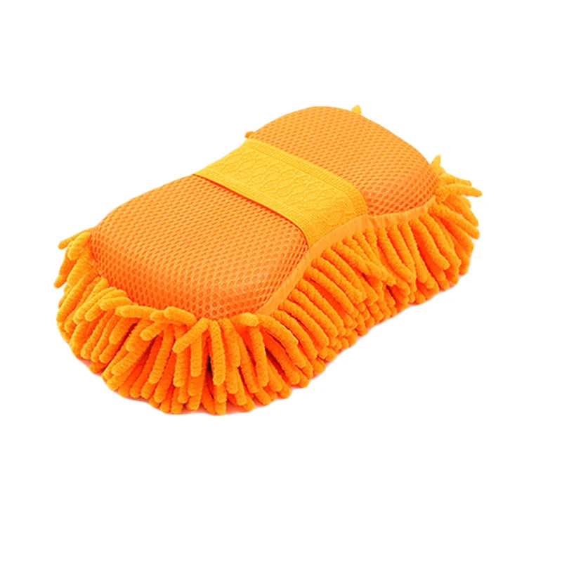 Microfiber Car Wash Sponge with Soft Chenille Pad - Multi-Color Auto Cleaning Tool