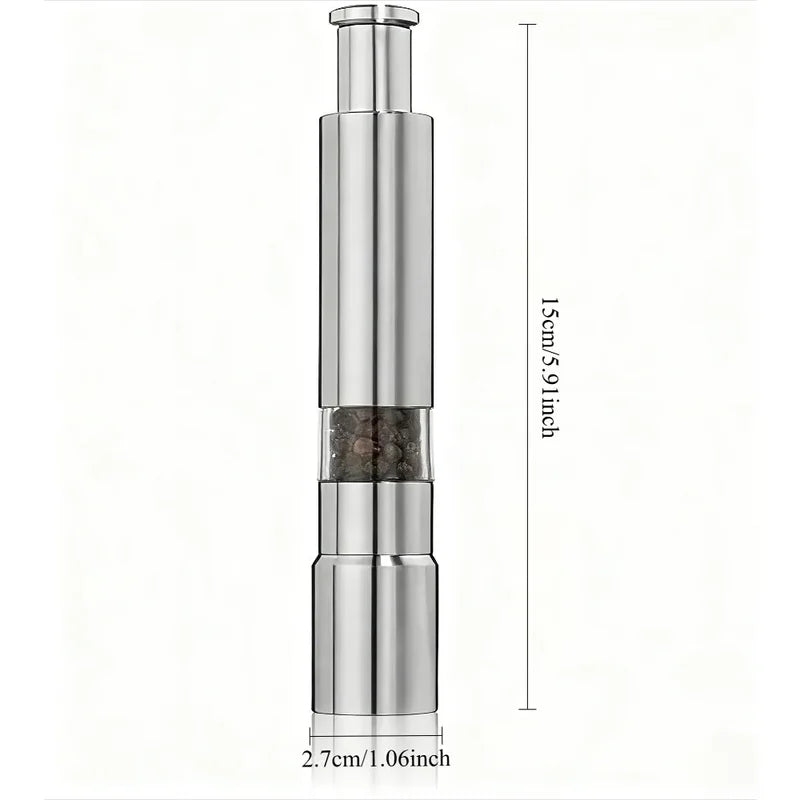 Salt and Pepper Grinder Set - Stainless Steel Handheld Spice Mill for Kitchen