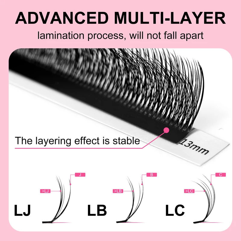 Multilayer False Eyelash Extensions - Natural Fluffy Lash Set with 3 Curl Options
