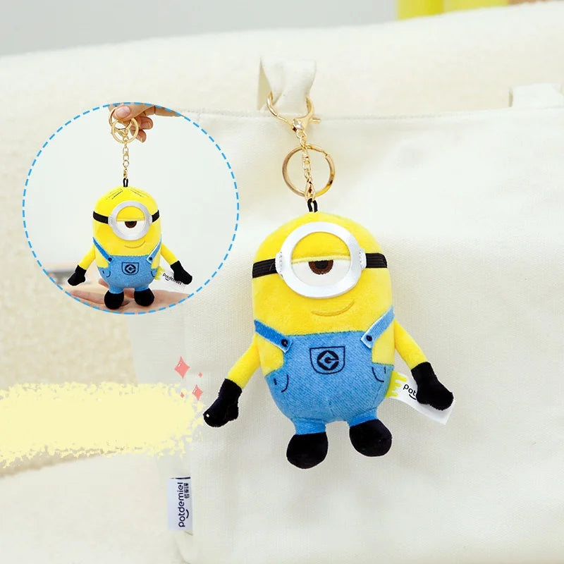 Anime Minions Plush Dolls Keychains - Cute Stuffed Animal Bag Charms for Kids