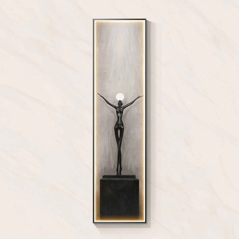 Modern Abstract Wall Art with LED Wall Hanging Lamp for Living Room and Home Decor