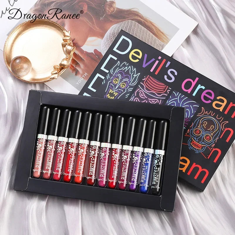 Glitter Lip Gloss Set - Moisturizing, Waterproof, Long-Lasting Lipstick with Diamonds for Halloween Makeup