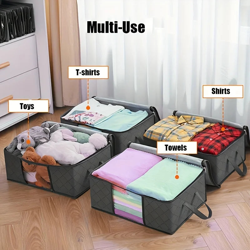 35L Foldable Fabric Storage Bags with Clear Viewing Window for Clothes & Bedding