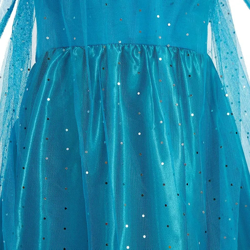 Girls Halloween Elsa Dress with Long Cloak Kids Princess Costume Snow Queen Carnival Outfit