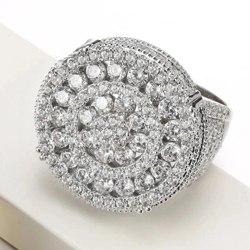 Trendy Crystal Inlaid Women Men Ring Jewelry - Business & Fashion Style