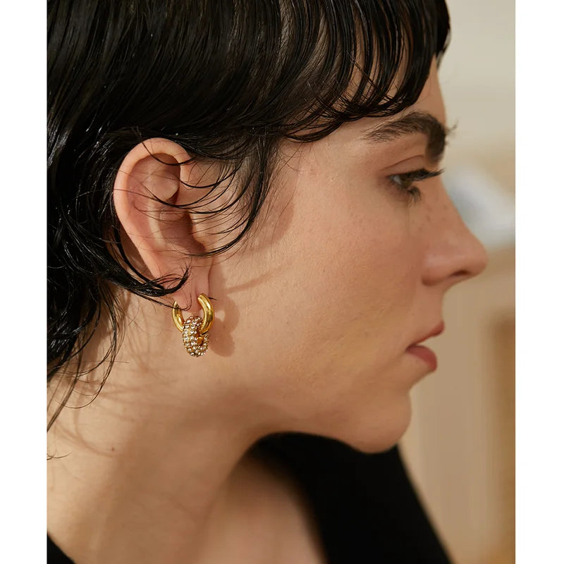 Delicate Cubic Zirconia Huggie Hoop Earrings in 18K Gold Color - High-Quality Jewelry Gift
