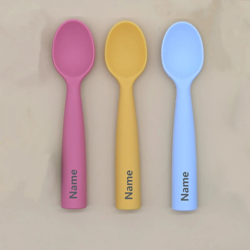 Personalized Silicone Baby Spoon - Soft Childrens Feeding Utensil with Custom Name