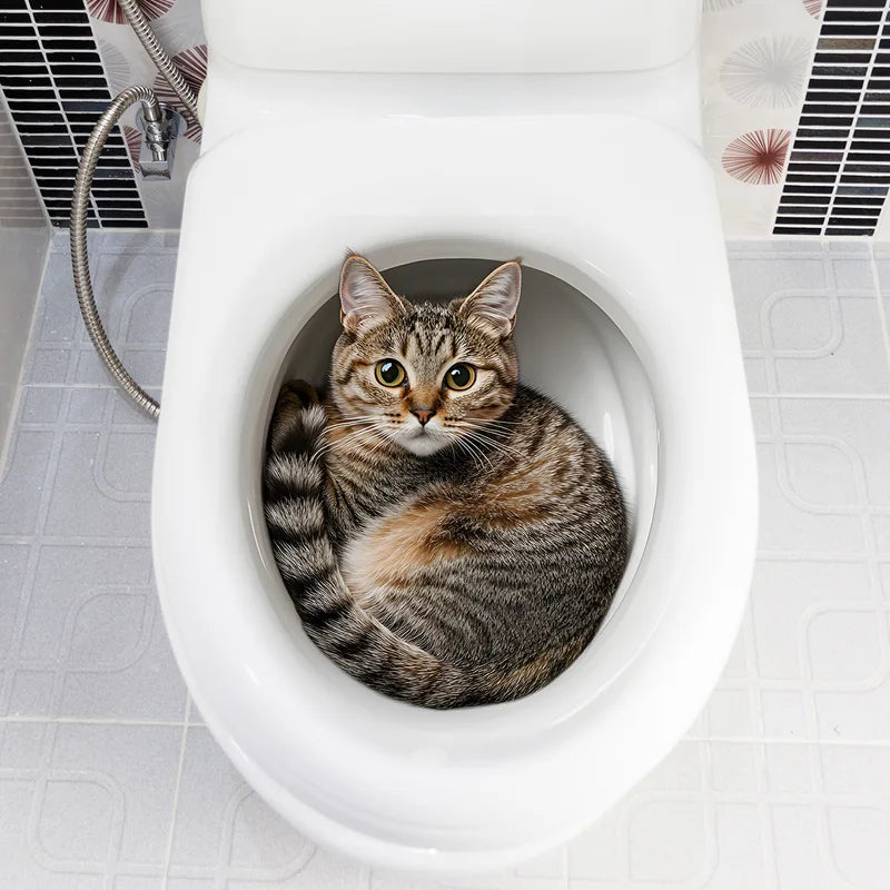 Funny Cat Toilet Sticker Wall Decal - Bathroom WC Accessories
