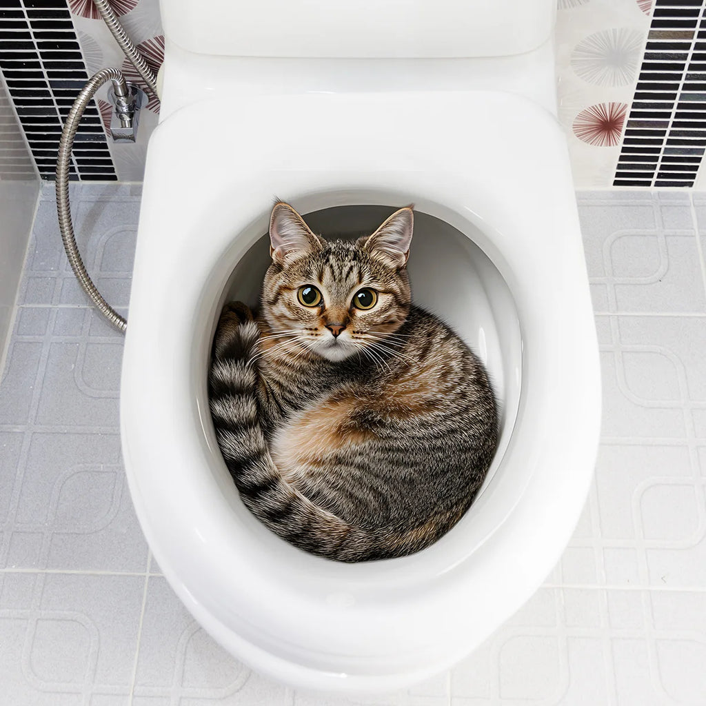 Funny Cat Toilet Sticker Wall Decal - Bathroom WC Accessories