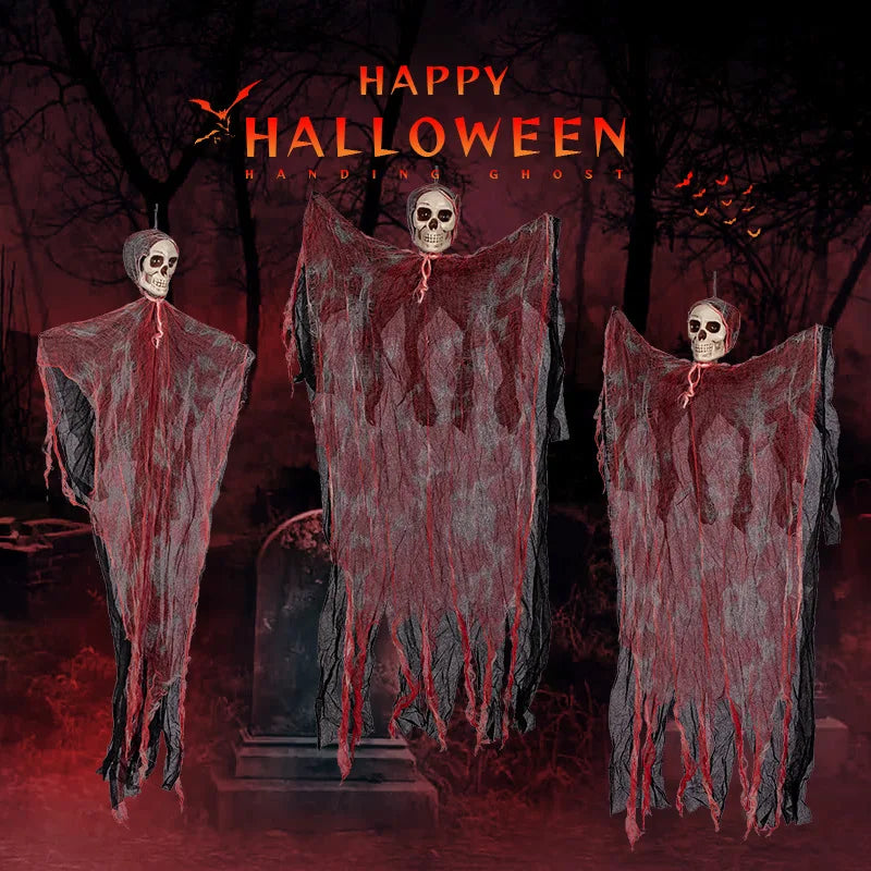 Halloween Skeleton Ghost Hanging Decor - Indoor & Outdoor Party Props, Graveyard Scary Decorations
