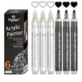 6Pcs Acrylic Paint Pens Set Waterproof Extra Fine & Medium Tips for Arts & Crafts
