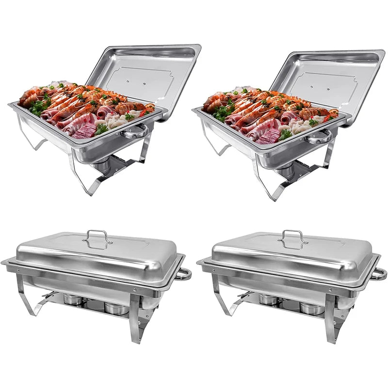 8QT Stainless Steel Chafing Dish Buffet Set with Fuel Holders for Catering & Parties