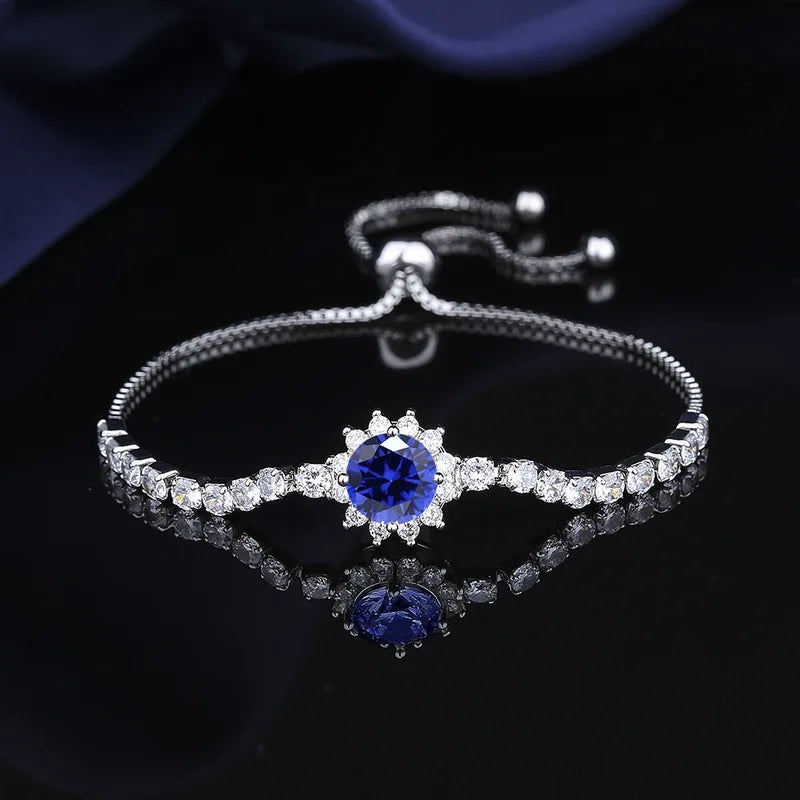 925 Sterling Silver Moissanite Sunflower Bracelet Two Carats Women’s Hand Jewelry Pull-Out Style