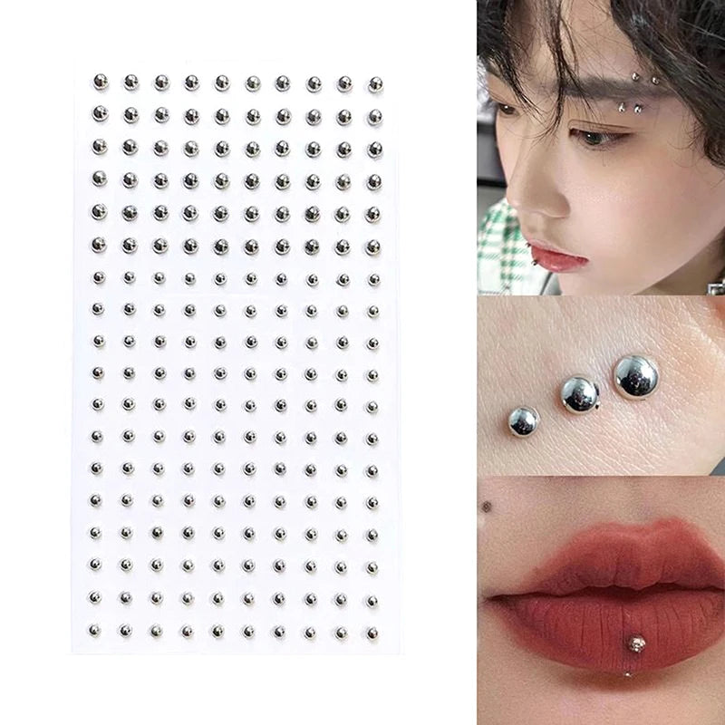 Fake Nose Lip Eyebrow Stickers Set - Reusable Body Jewelry for Teens