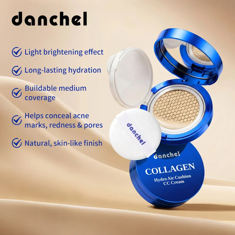 Collagen Air Cushion CC Cream Foundation with Hydration & Brightening for Natural Dewy Look