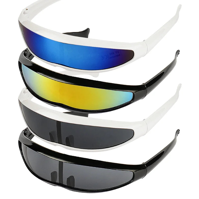 Futuristic Narrow Cyclops Sunglasses with Mirrored UV400 Lenses – Costume Eyewear Men