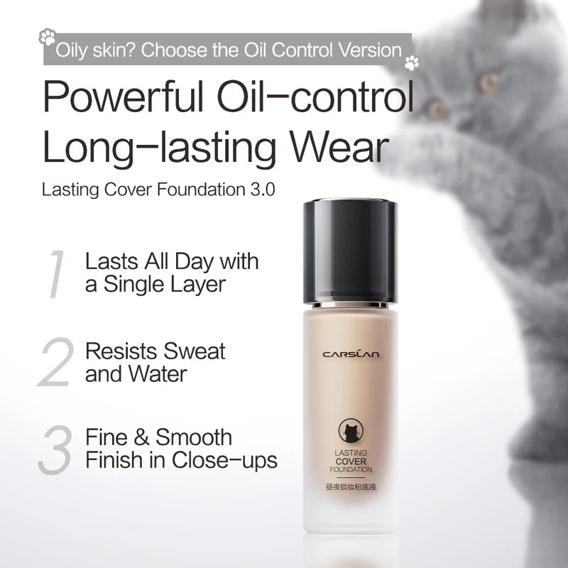 Long Lasting Full Coverage Liquid Foundation for Oily & Dry Skin - Matte, Moisturizing, Oil Control, 30ml-45ml