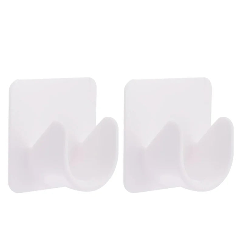 Self-Adhesive Curtain Rod Hooks 2-Pack - No Hole Punch Shower & Bathroom Fixings