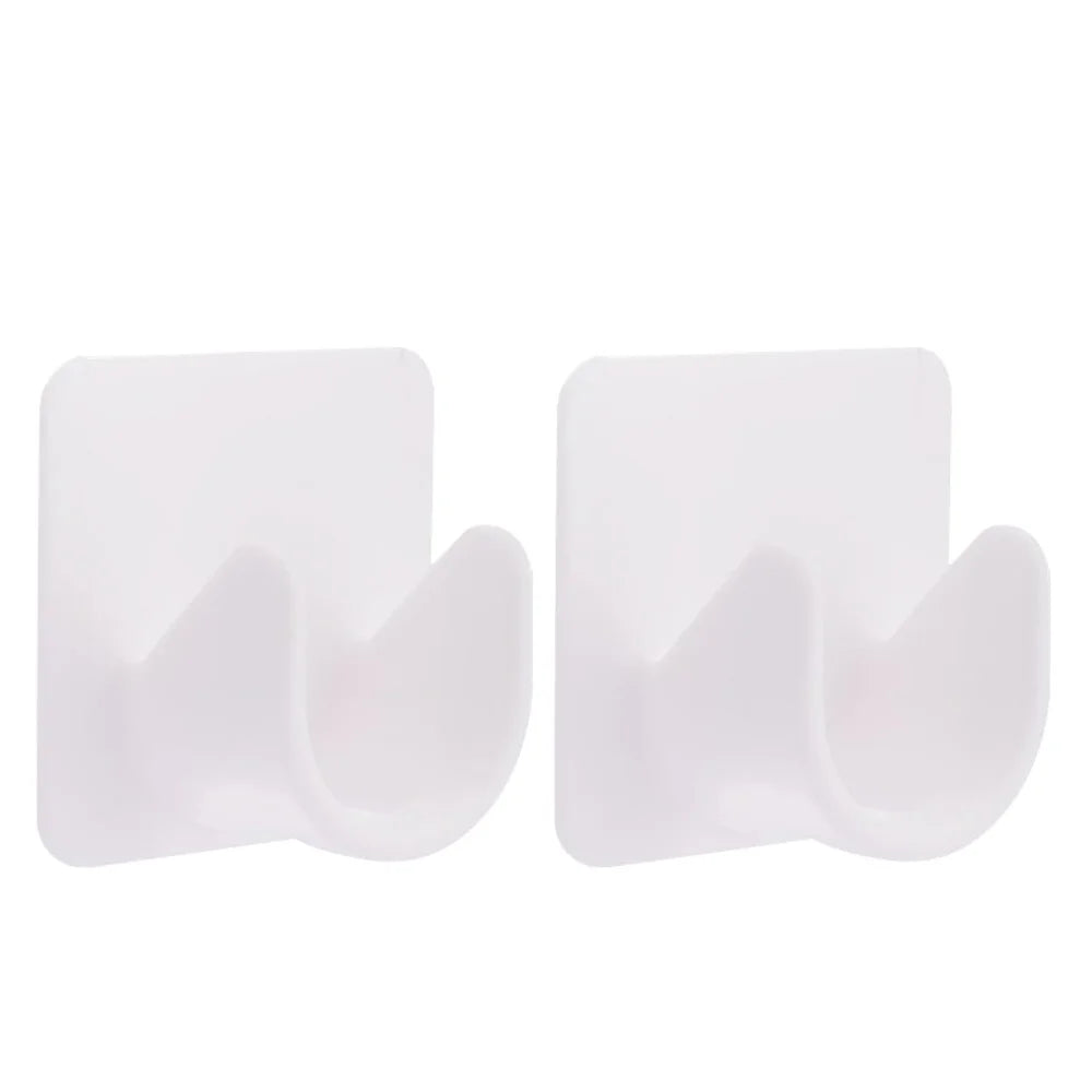 Self-Adhesive Curtain Rod Hooks 2-Pack - No Hole Punch Shower & Bathroom Fixings