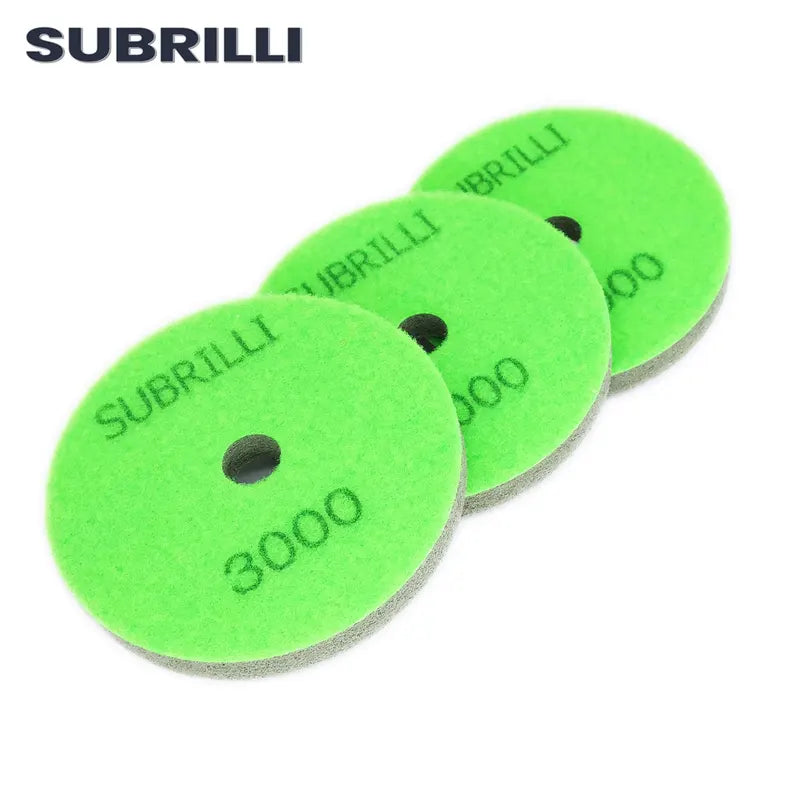 3PCS 4-Inch Diamond Sponge Polishing Pads for Marble Concrete Floor Buffing