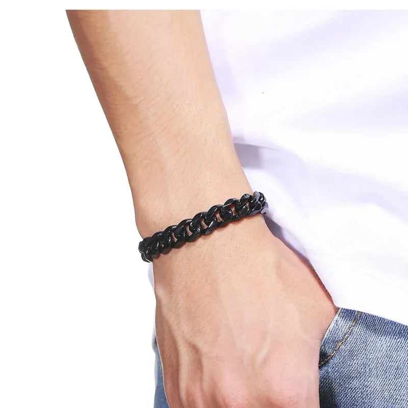 Unisex Men Women Cuban Chain Bracelet Stainless Steel Jewelry for Couples