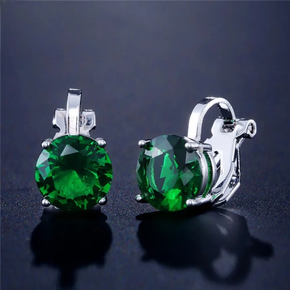 Round Cubic Zirconia Copper Clip Earrings for Women - Gold, Black, Rose & Rhodium Plated Jewelry
