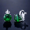 Round Cubic Zirconia Copper Clip Earrings for Women - Gold, Black, Rose & Rhodium Plated Jewelry