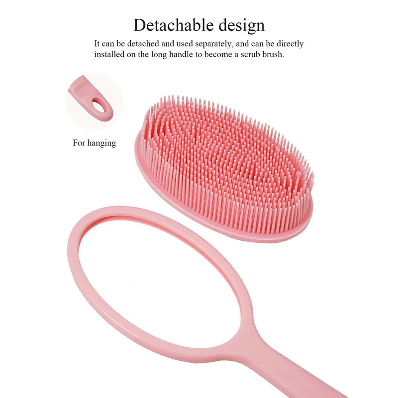 Exfoliating Back Brush with Handle for Shower Bath Skin Cleansing