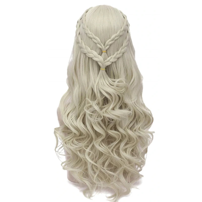 Blonde Cosplay Wig with Long Curly Braided Style for Halloween and Costume Parties