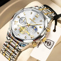 Luxury Waterproof Men’s Chronograph Watch with Luminous Dial - Stainless Steel Quartz Business Wristwatch