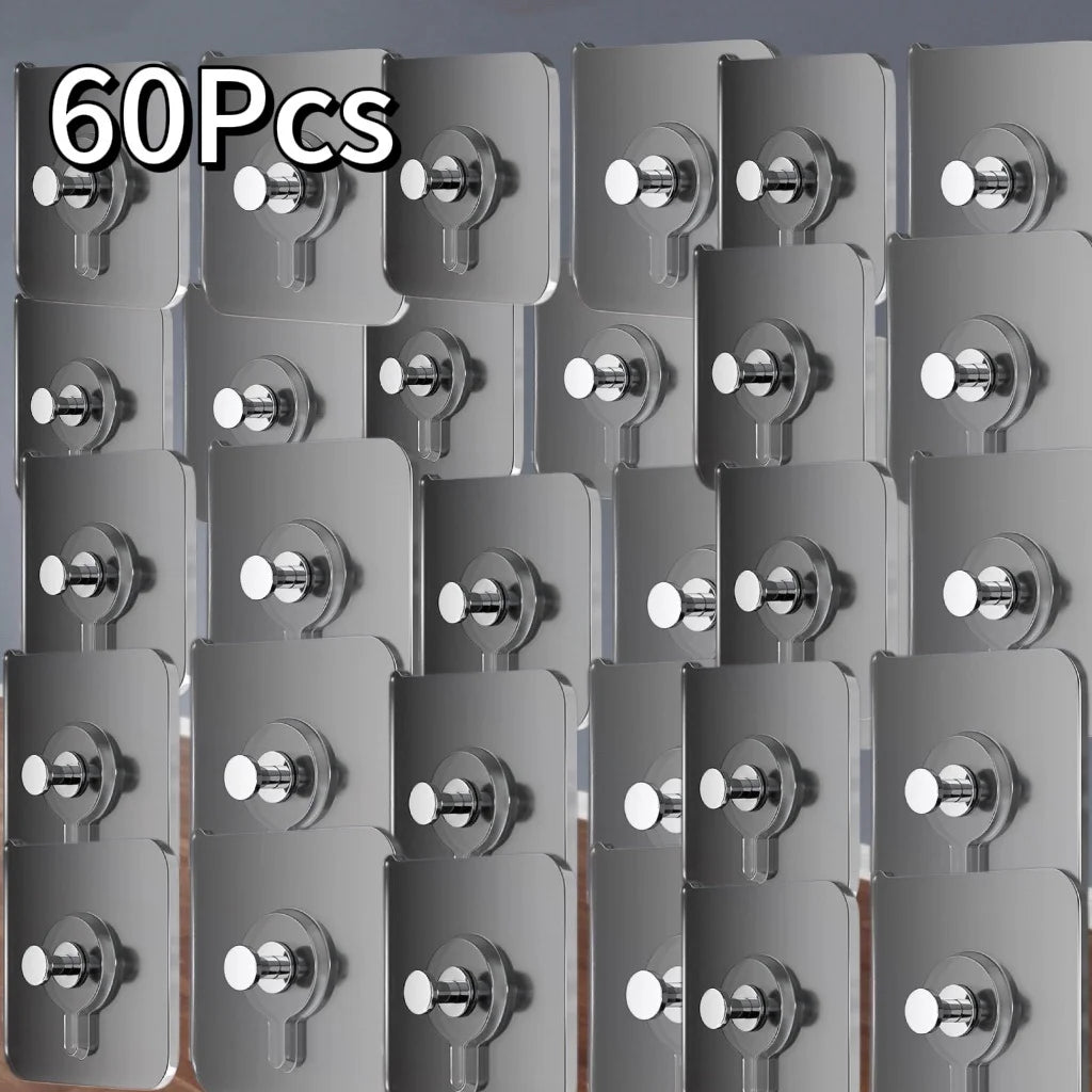 Strong Adhesive Wall Hooks No Drilling Waterproof Self-Adhesive Hangers for Photo Frames, Clocks, Posters