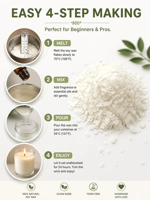 Natural Soy Wax for Candle Making - Eco-Friendly Raw Material in Various Weights