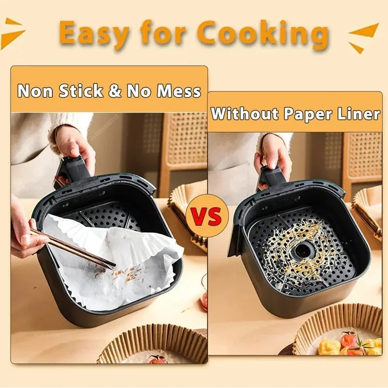 Disposable Non-Stick Air Fryer Baking Liners - Bulk Pack of 50 or 100