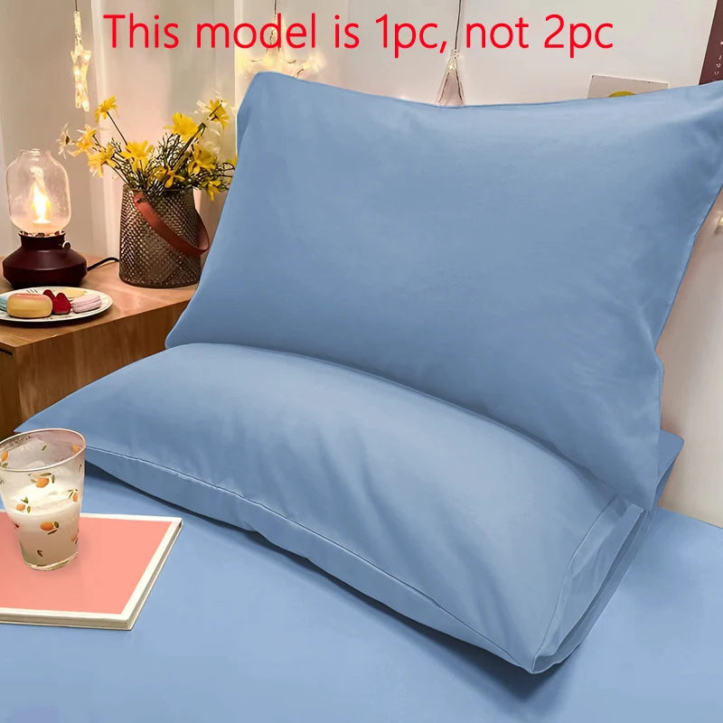 Matte Solid Color Pillowcase - Soft Bedding Cover for Bedroom, Sealed Pocket Design