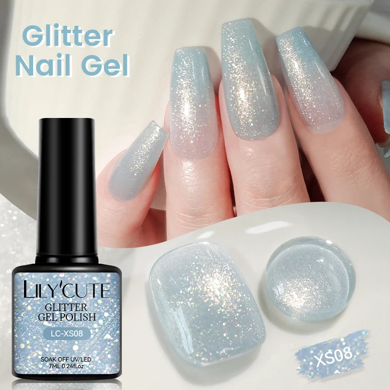 Colorful Glitter Nail Gel Polish - 7ml Semi-Permanent UV LED Manicure